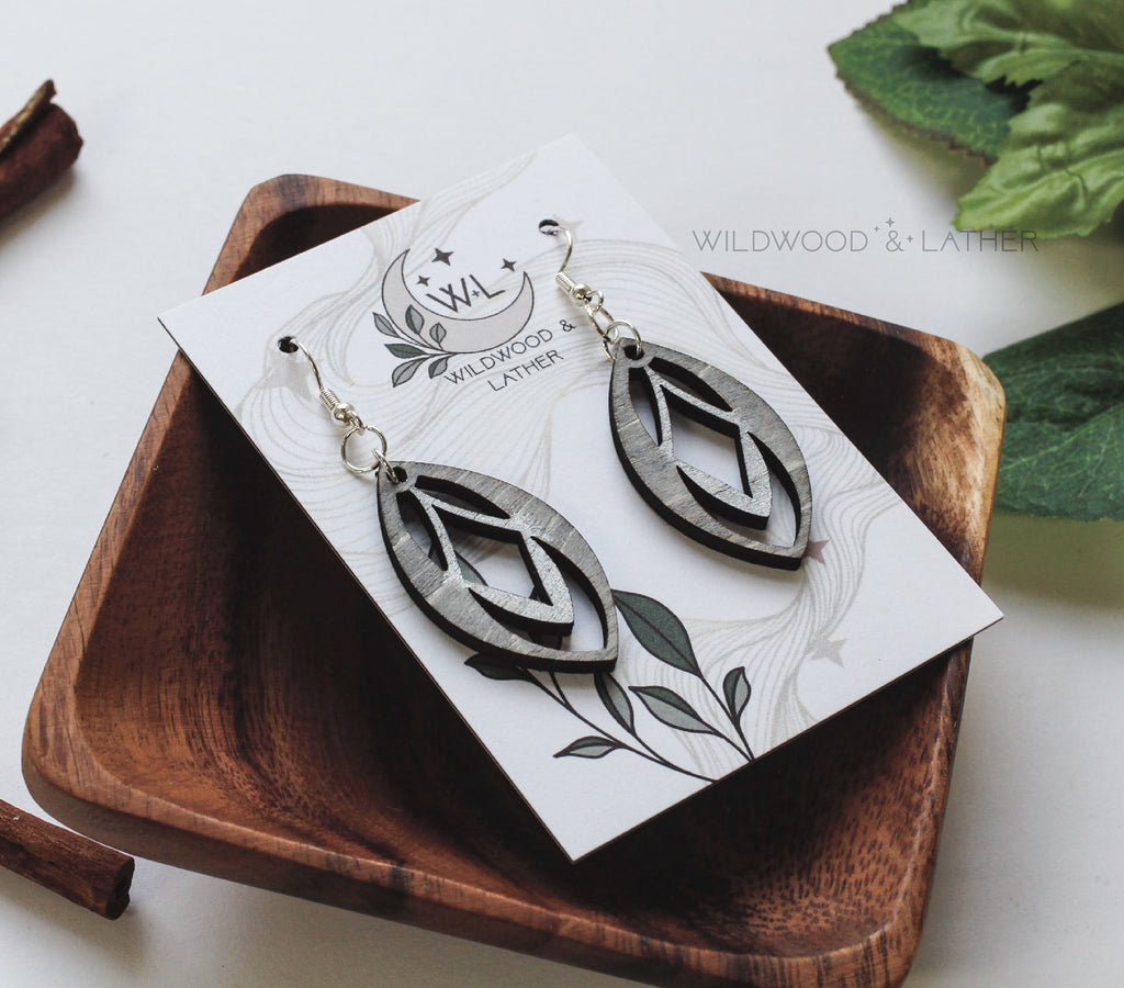 Silver Elven Wooden Earrings