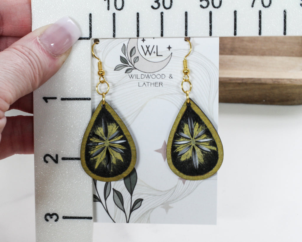 Golden Burst - Wooden Earrings.